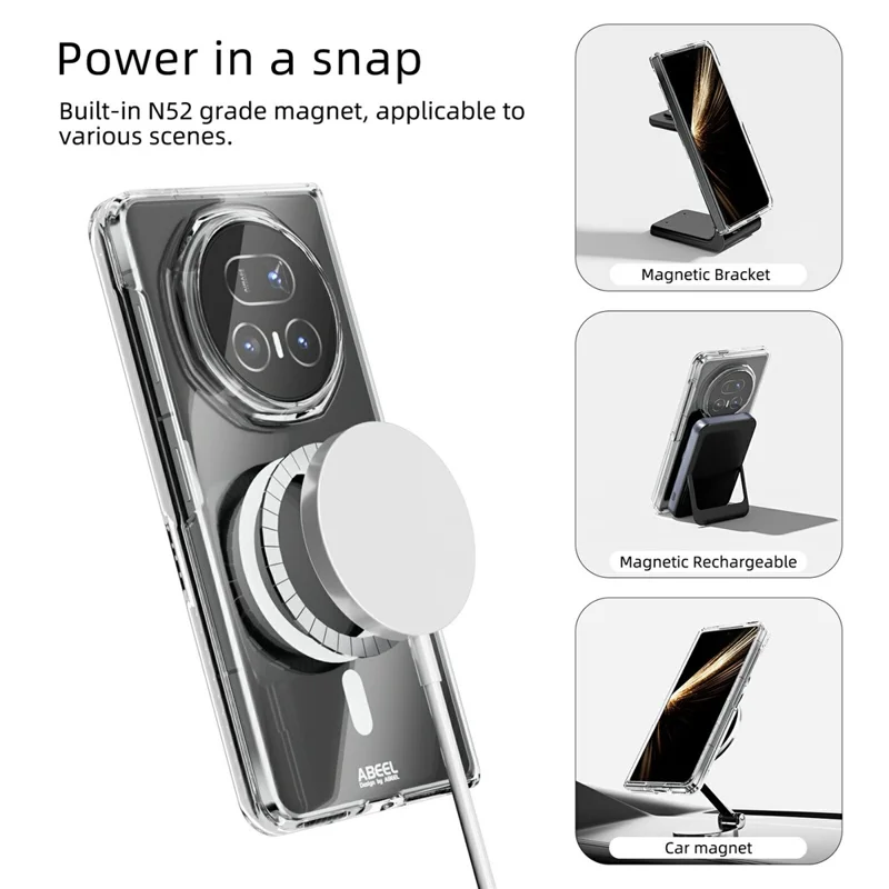ABEEL Para Honor Magic V5 5G Funda Magnética Transparente PC Anti Arañazos Cubierta de Teléfono