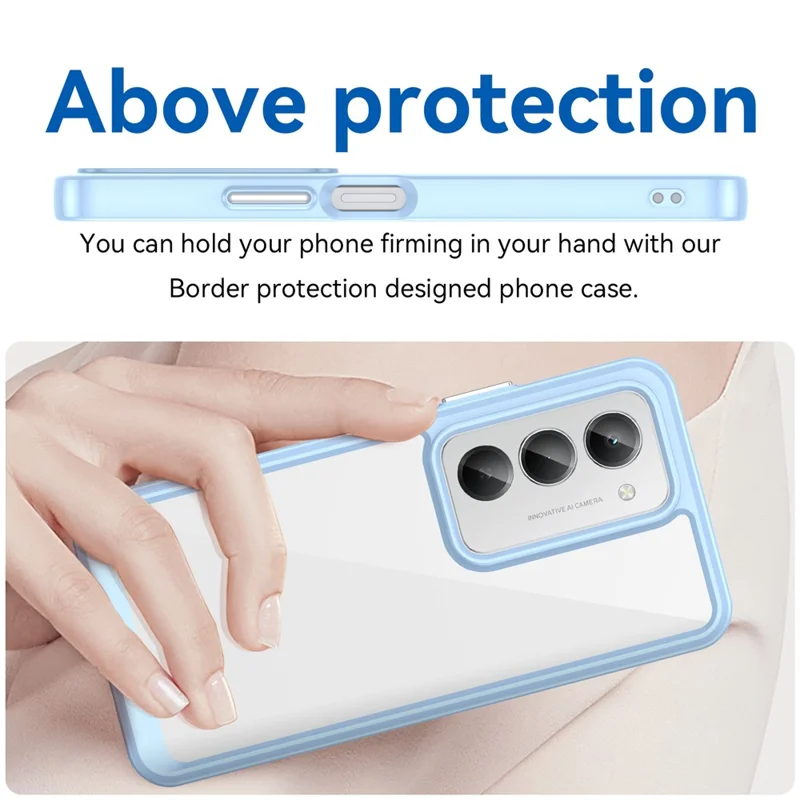 Obudowa na Xiaomi Redmi 15 5G (168 mm) z TPU i akrylu, przezroczysta ochronna pokrywa na telefon - niebieska