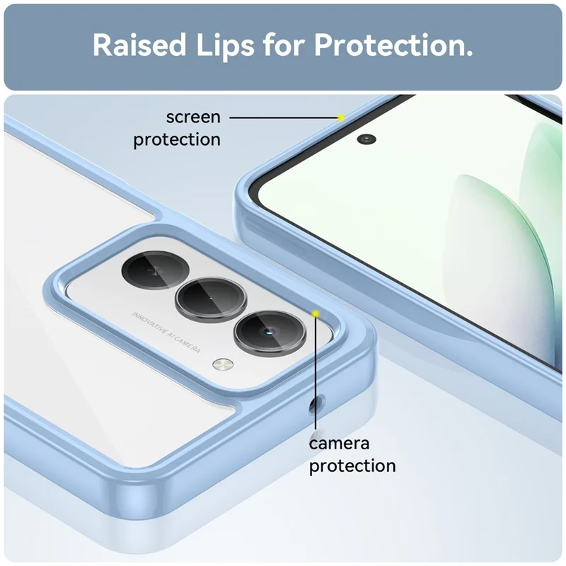Obudowa na Xiaomi Redmi 15 5G (168 mm) z TPU i akrylu, przezroczysta ochronna pokrywa na telefon - niebieska