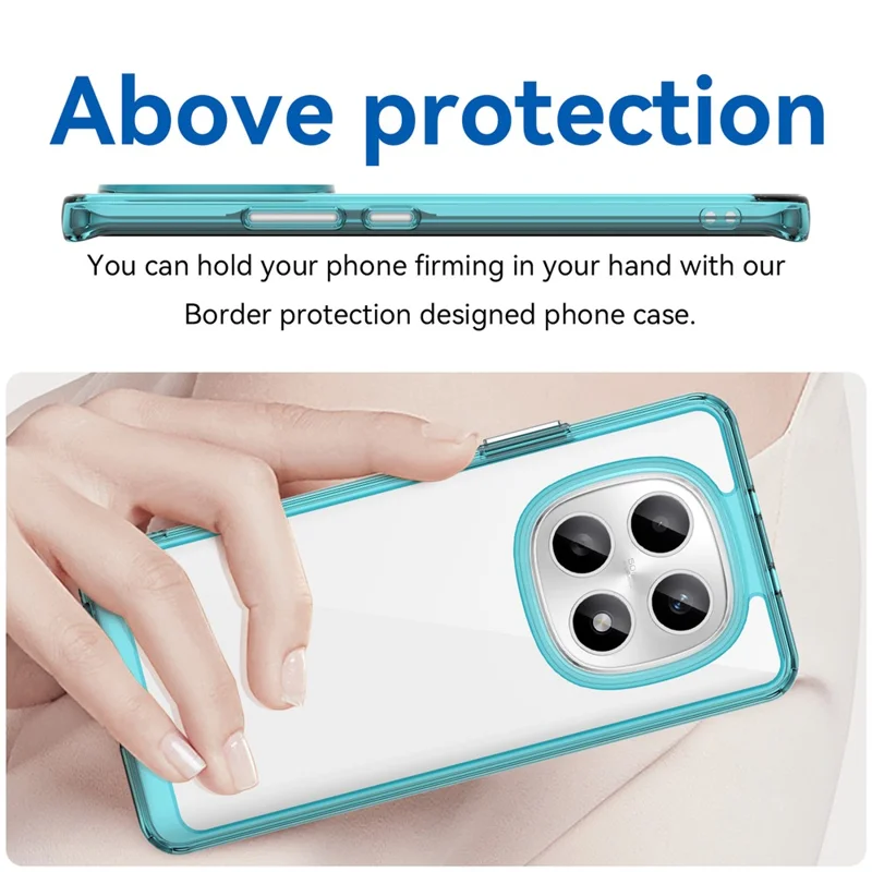 Capa Protetora Transparente Azul para Xiaomi Redmi Note 15 5G - TPU + Acrílico