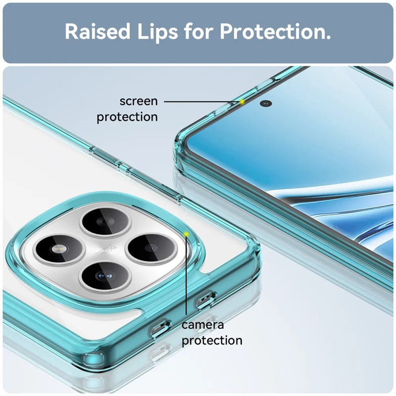 Capa Protetora Transparente Azul para Xiaomi Redmi Note 15 5G - TPU + Acrílico