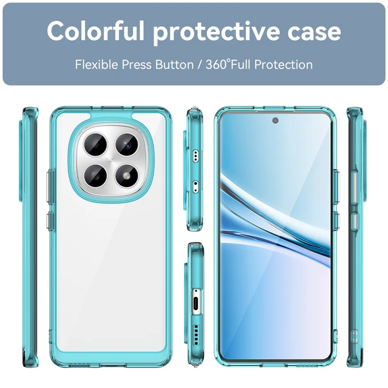 Capa Protetora Transparente Azul para Xiaomi Redmi Note 15 5G - TPU + Acrílico