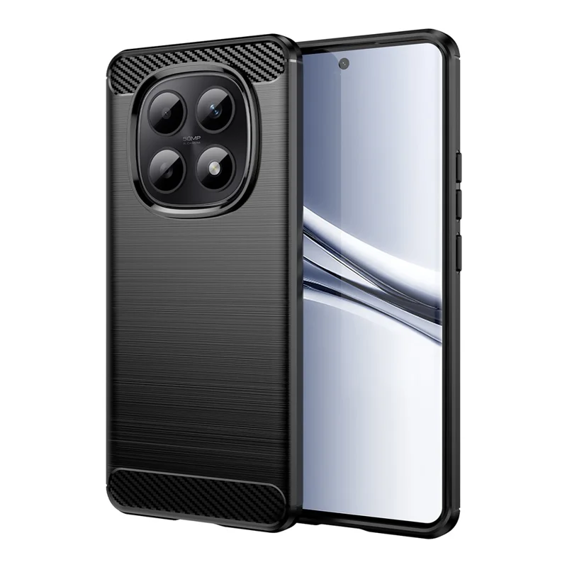 Étui de protection pour Xiaomi Redmi Note 15 5G - Noir, texture en fibre de carbone brossée