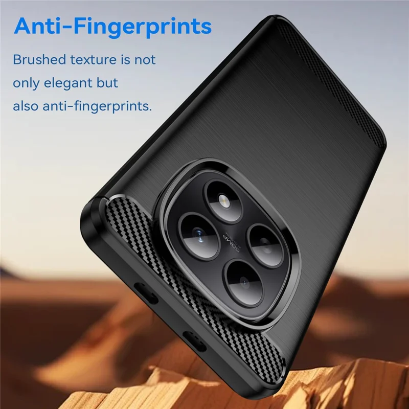 Étui de protection pour Xiaomi Redmi Note 15 5G - Noir, texture en fibre de carbone brossée