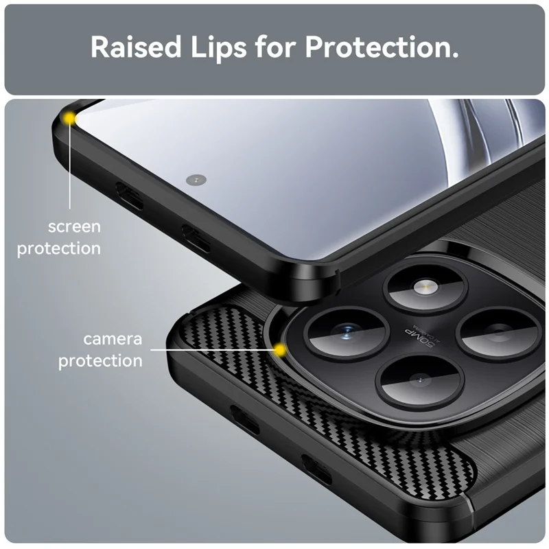 Étui de protection pour Xiaomi Redmi Note 15 5G - Noir, texture en fibre de carbone brossée