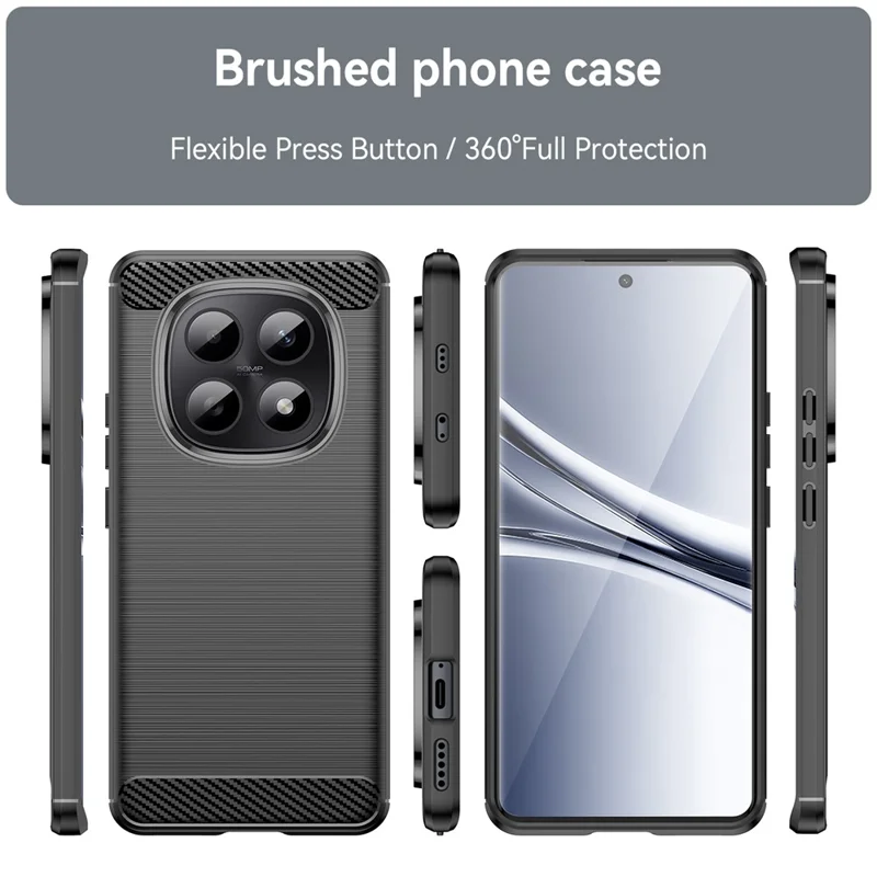 Étui de protection pour Xiaomi Redmi Note 15 5G - Noir, texture en fibre de carbone brossée