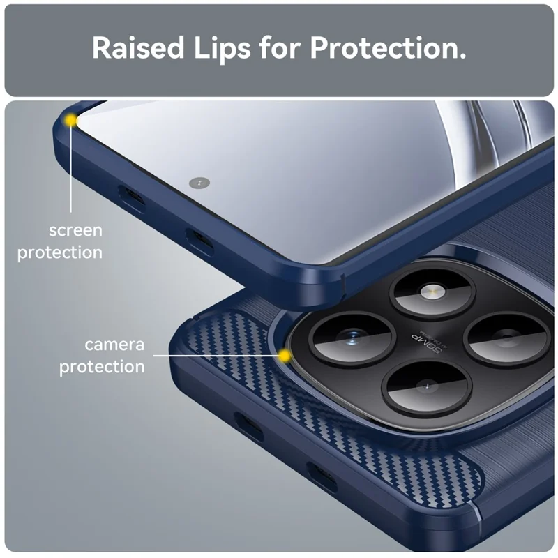 For Xiaomi Redmi Note 15 5G (Global) Case Protective Phone Cover Carbon Fiber Texture Brushed - Blue