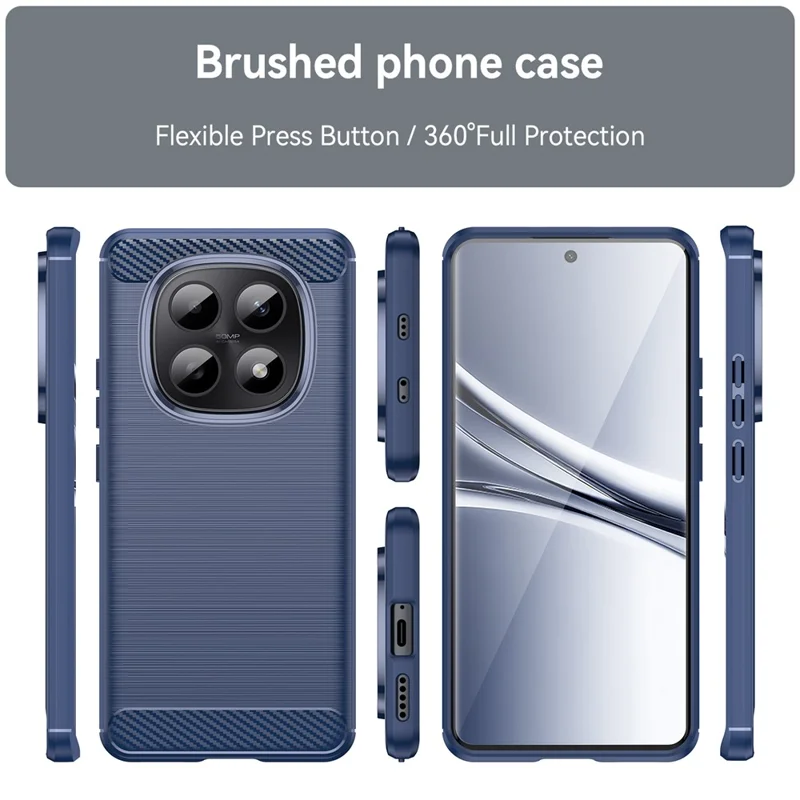 For Xiaomi Redmi Note 15 5G (Global) Case Protective Phone Cover Carbon Fiber Texture Brushed - Blue
