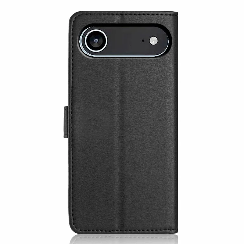 For iPhone Air Wallet Case with Strap / Multiple Card Slots Solid Color Leather Stand Phone Cover - Black