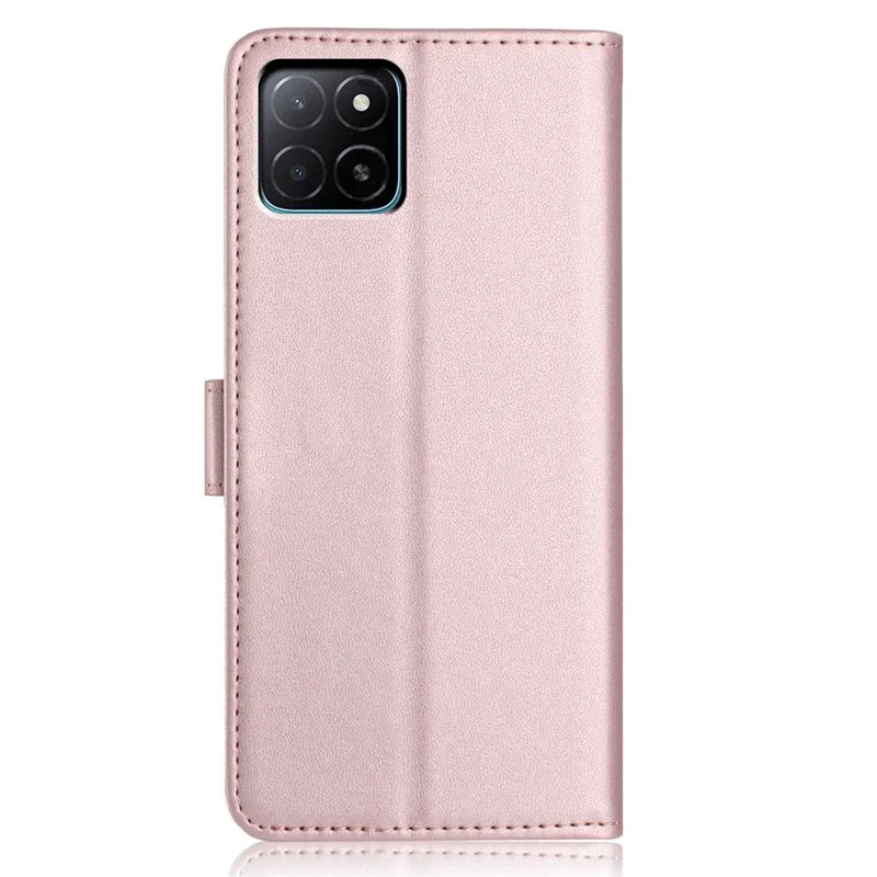 For Honor X5b Wallet Case with Strap / Multiple Card Slots Solid Color Leather Stand Phone Cover - Rose Gold