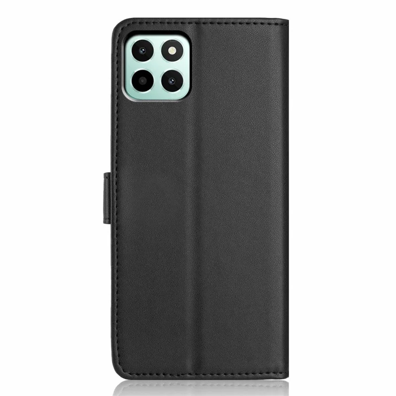 Funda tipo cartera con correa para Honor X6c 4G / Múltiples ranuras para tarjetas Color sólido Cubierta de teléfono de cuero con soporte - Negro