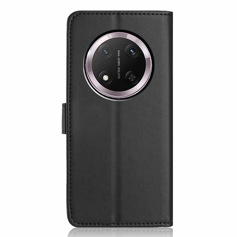 Funda tipo cartera para Honor X9c 5G / Magic7 Lite 5G con correa / Múltiples ranuras para tarjetas de color sólido Funda de cuero con soporte para teléfono - Negro