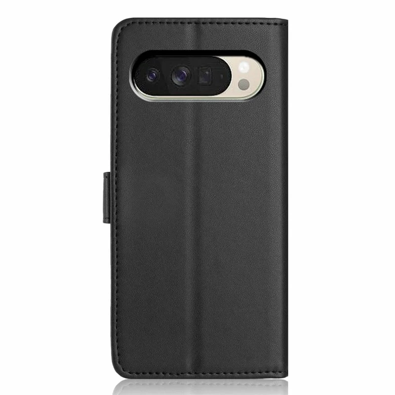 Funda de cartera para Google Pixel 10 Pro XL / 9 Pro XL con correa / Múltiples ranuras para tarjetas Color sólido Funda de teléfono de cuero con soporte - Negro