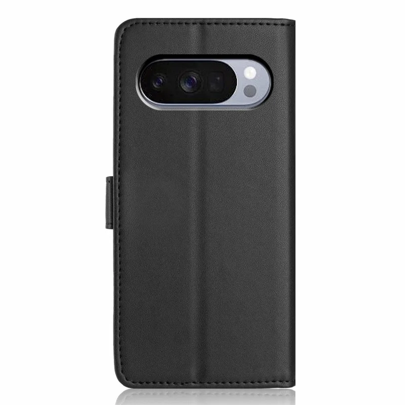 For Google Pixel 10 / 10 Pro Wallet Case with Strap / Multiple Card Slots Solid Color Leather Stand Phone Cover - Black