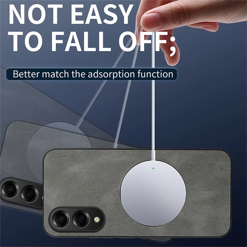 WANLONFENG SD Series Pour Samsung Galaxy S25 Edge Étui magnétique Texture Nappa PC TPU Housse de téléphone avec 2 films d'écran - Gris