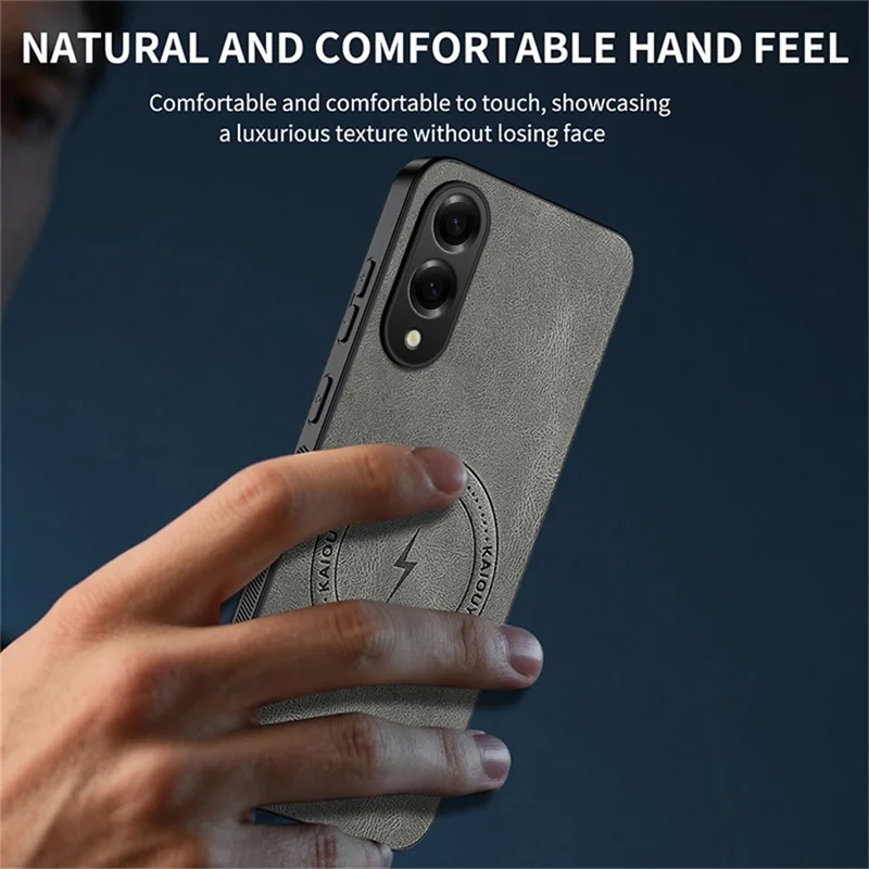 WANLONFENG SD Series Pour Samsung Galaxy S25 Edge Étui magnétique Texture Nappa PC TPU Housse de téléphone avec 2 films d'écran - Gris