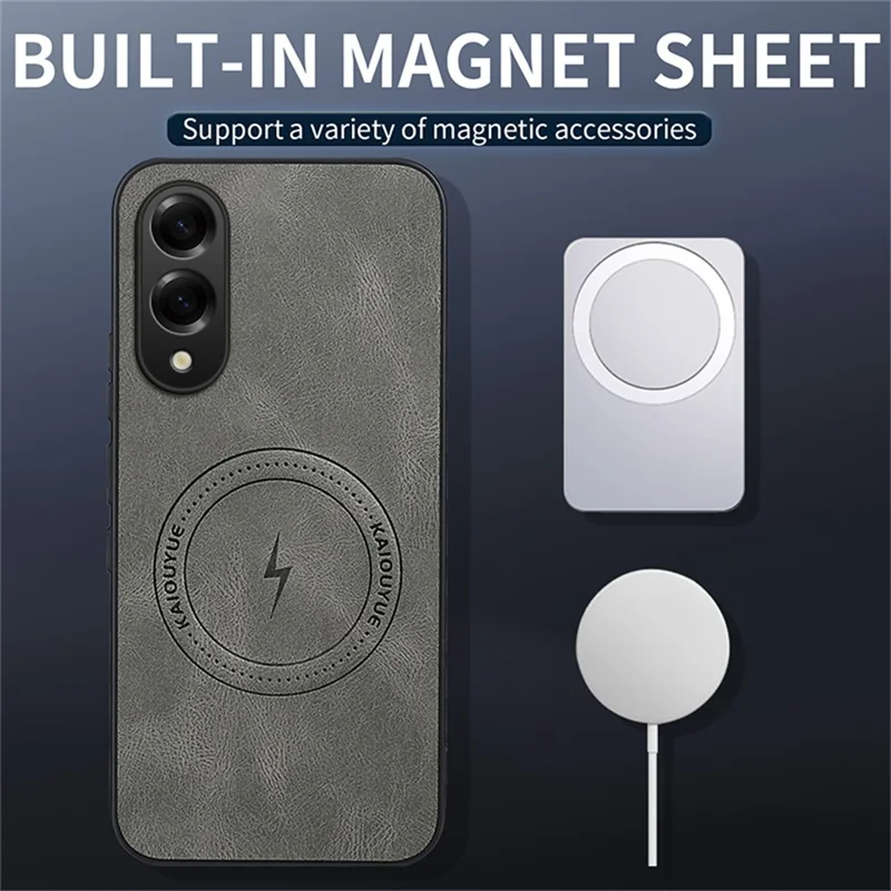 WANLONFENG SD1 Series For Samsung Galaxy S25 Edge Magnetic Case Nappa Texture PC TPU Phone Cover - Grey