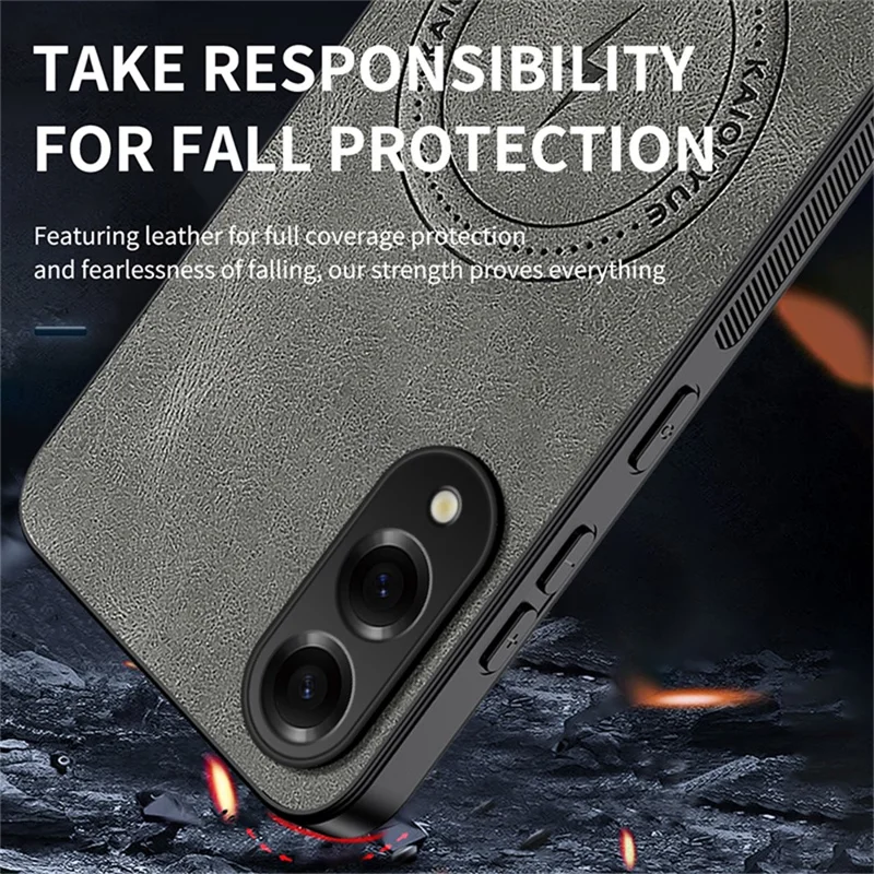 WANLONFENG SD1 Series For Samsung Galaxy S25 Edge Magnetic Case Nappa Texture PC TPU Phone Cover - Grey