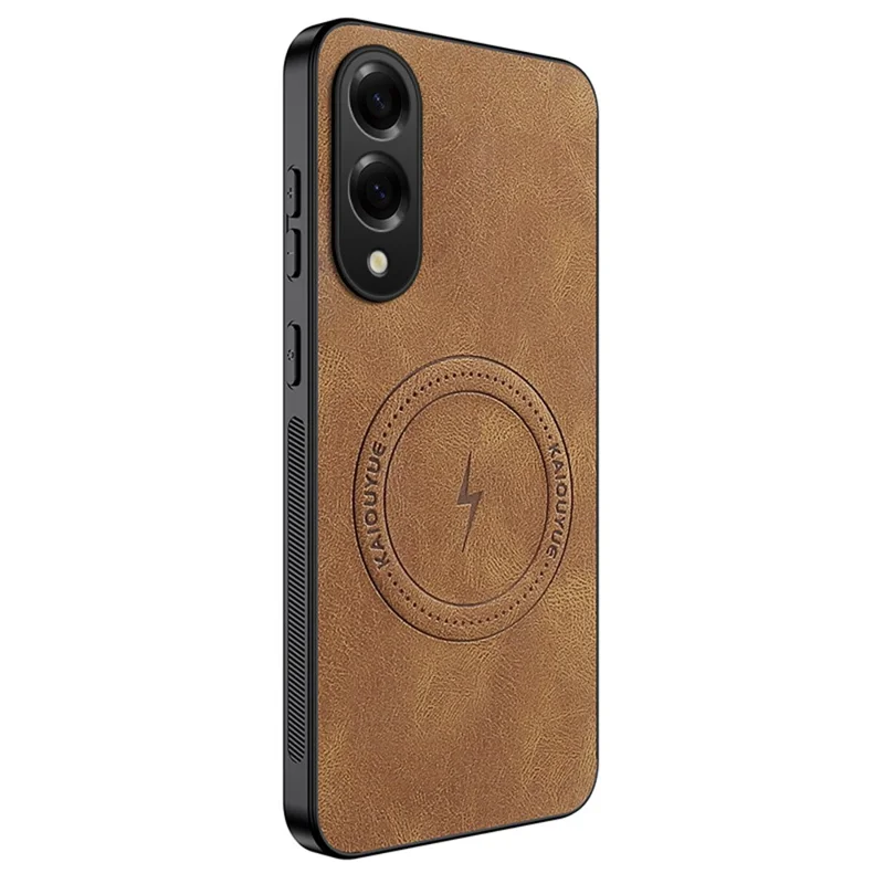 WANLONFENG SD1 серия для Samsung Galaxy S25 Edge Магнитный чехол Nappa Texture PC TPU Чехол для телефона - Коричневый