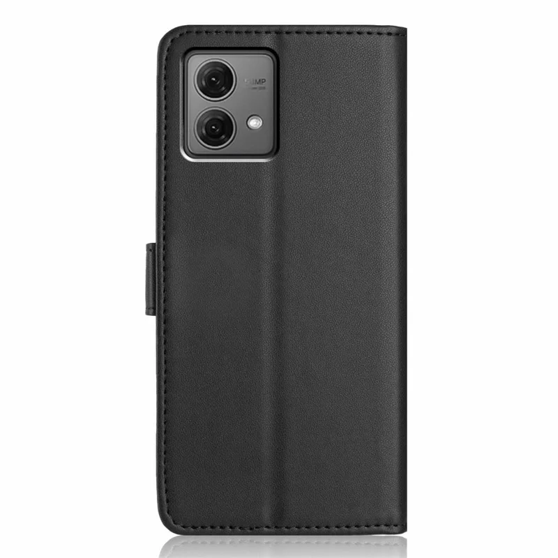 Funda tipo billetera para Motorola Moto G84 5G, color sólido, funda de piel con soporte y correa / múltiples ranuras para tarjetas - negro
