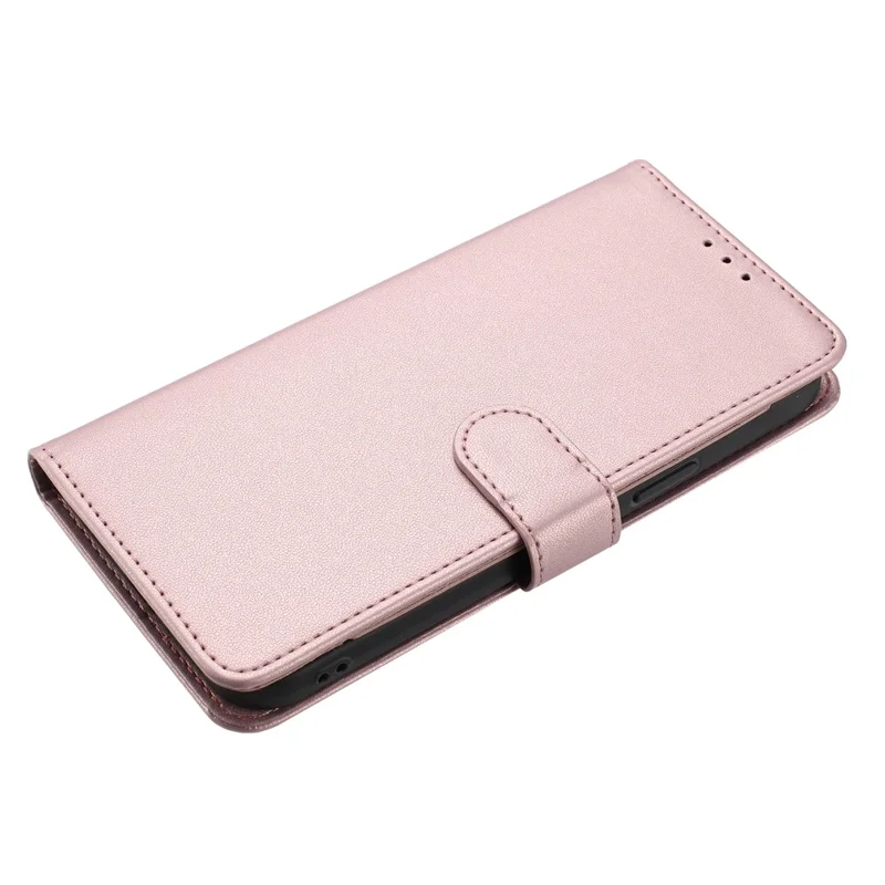 For Samsung Galaxy S24 FE Wallet Case with Strap / Multiple Card Slots Solid Color Leather Stand Phone Cover - Rose Gold