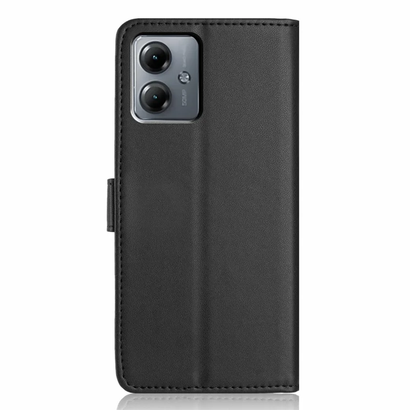 Funda de Billetera para Motorola Moto G14 4G / G54 5G con Correa / Múltiples Ranuras para Tarjetas Sólido Color Cuero Soporte Cubierta de Teléfono - Negro