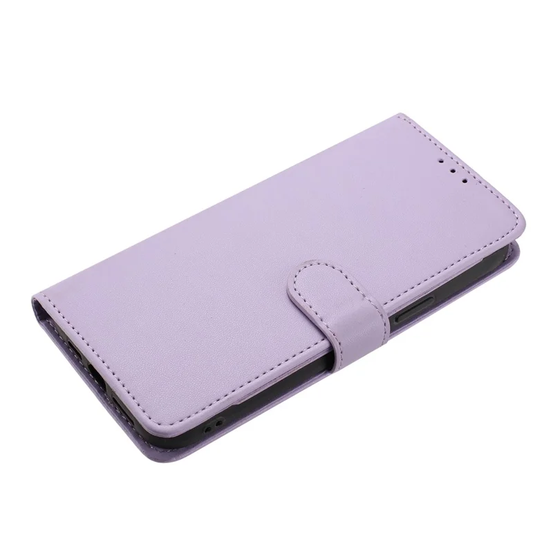 For Samsung Galaxy S25 Wallet Case with Strap / Multiple Card Slots Solid Color Leather Stand Phone Cover - Purple