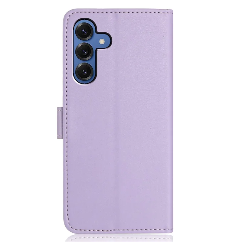 For Samsung Galaxy S25 Wallet Case with Strap / Multiple Card Slots Solid Color Leather Stand Phone Cover - Purple