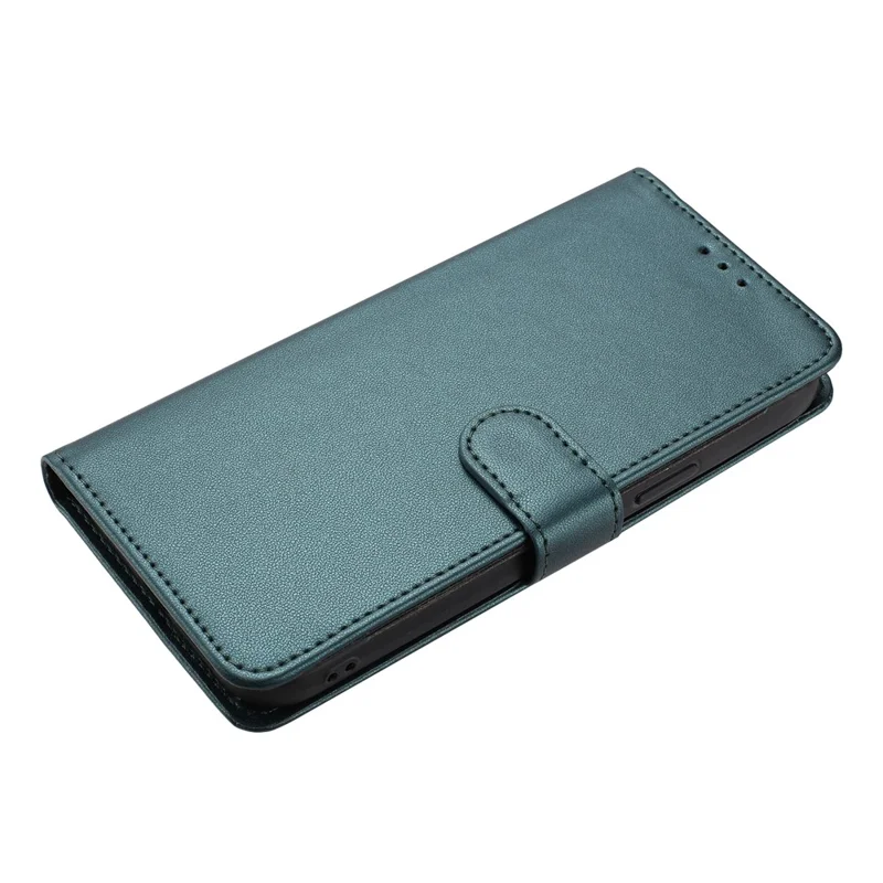 For Samsung Galaxy S25 Wallet Case with Strap / Multiple Card Slots Solid Color Leather Stand Phone Cover - Blackish Green