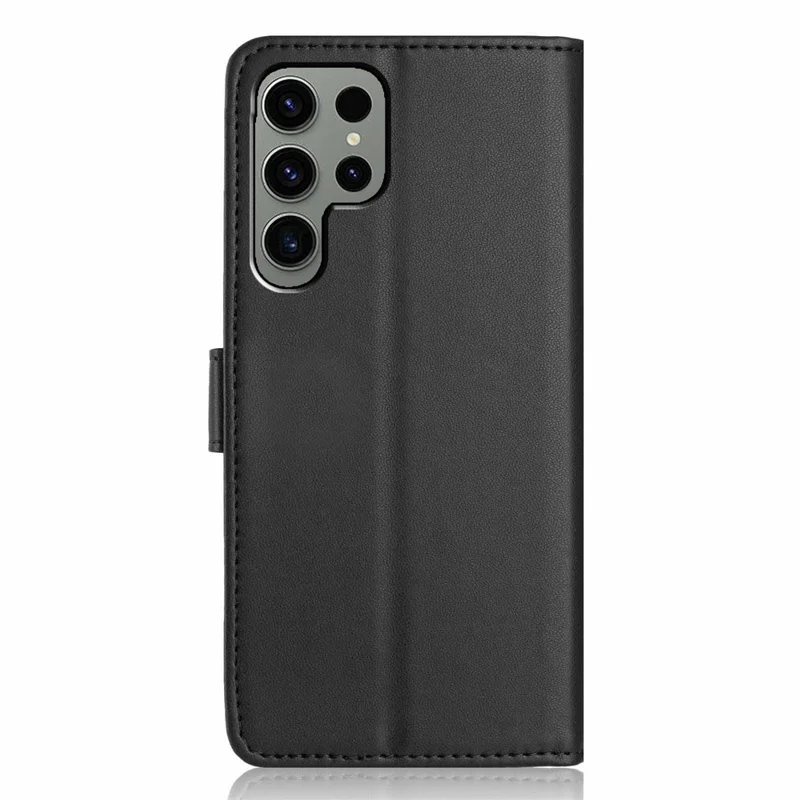 For Samsung Galaxy S24 Ultra Wallet Case with Strap / Multiple Card Slots Solid Color Leather Stand Phone Cover - Black