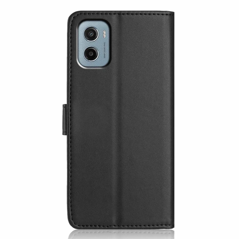 Motorola Moto G05 4G / E15 4G Geldbörsen-Hülle mit Riemen / Mehrere Kartenfächer Einfarbiges Leder-Ständer-Handyhülle - Schwarz