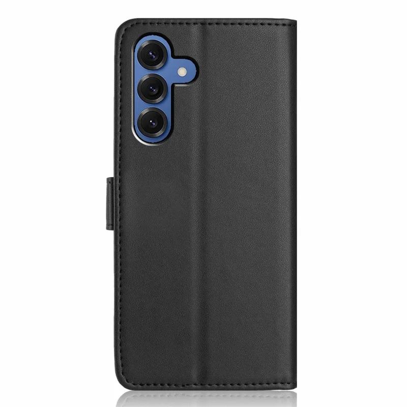 Funda tipo cartera para Samsung Galaxy S24 con correa / Múltiples ranuras para tarjetas Funda de teléfono de cuero sólido con soporte - Negro