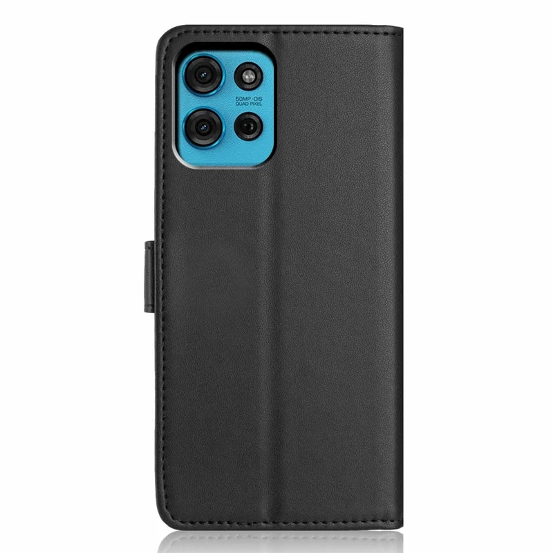 Custodia Portafoglio per Motorola Moto G 5G (2025) Colore Solido Pelle Stand Cover Telefono con Cinturino / Slot Multipli per Schede - Nero