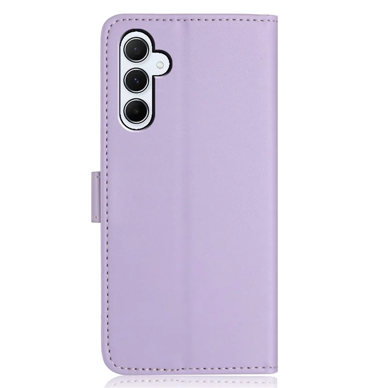 For Samsung Galaxy A15 4G / A15 5G Wallet Case with Strap / Multiple Card Slots Solid Color Leather Stand Phone Cover - Purple
