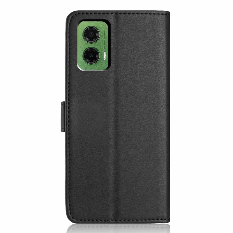 Funda de Cartera con Correa para Motorola Moto G35 5G / Múltiples Ranuras para Tarjetas Color Sólido Funda de Teléfono de Cuero con Soporte - Negro