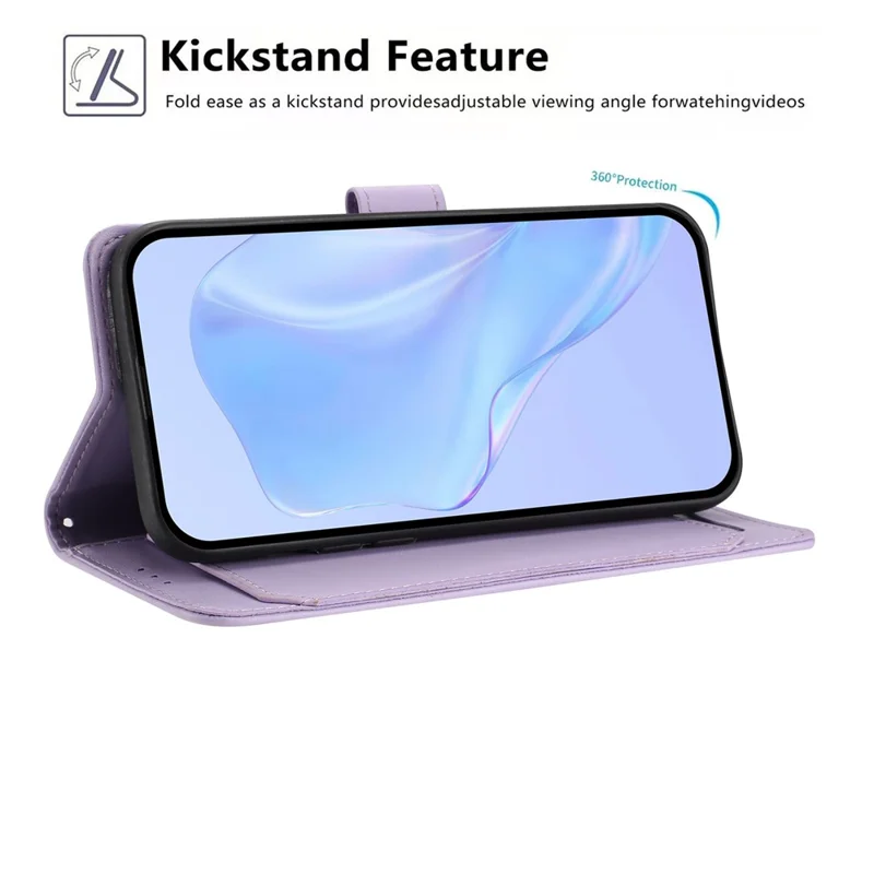 For Samsung Galaxy S25 FE Wallet Case with Strap / Multiple Card Slots Solid Color Leather Stand Phone Cover - Purple
