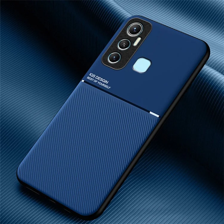 Para Infinix Hot 11 PU Leather+TPU Protector Back Case Con Capas Híbridas Impresas - Azul