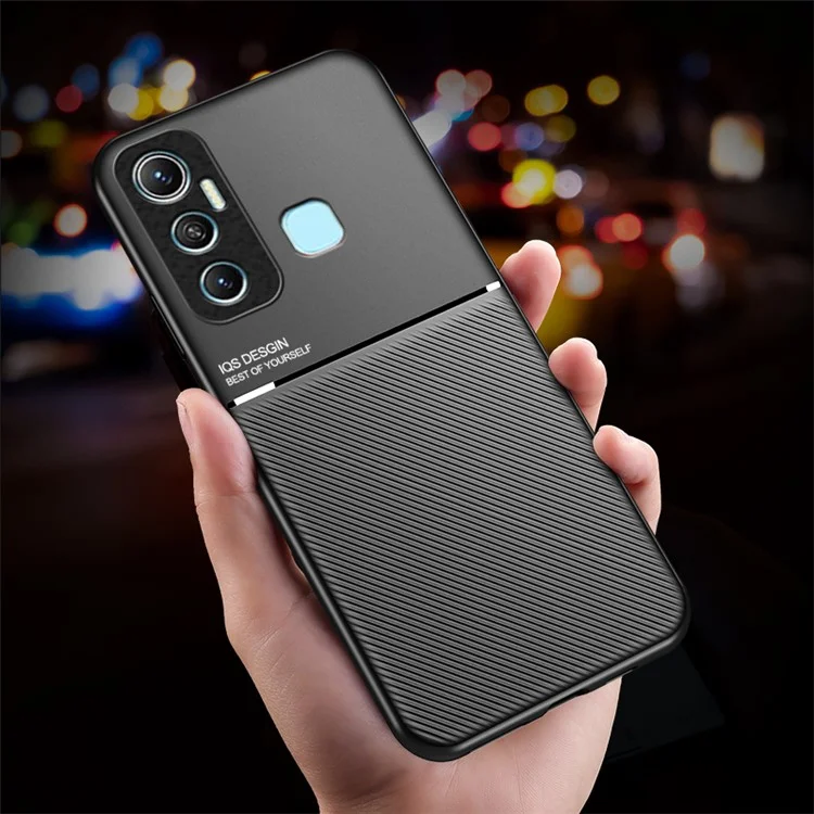 Para Infinix Hot 11 PU Leather+TPU Protector Back Case Con Capas Híbridas Impresas - Azul