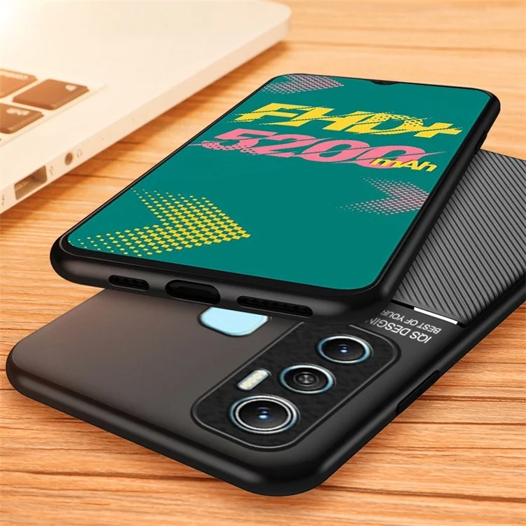 Para Infinix Hot 11 PU Leather+TPU Protector Back Case Con Capas Híbridas Impresas - Azul