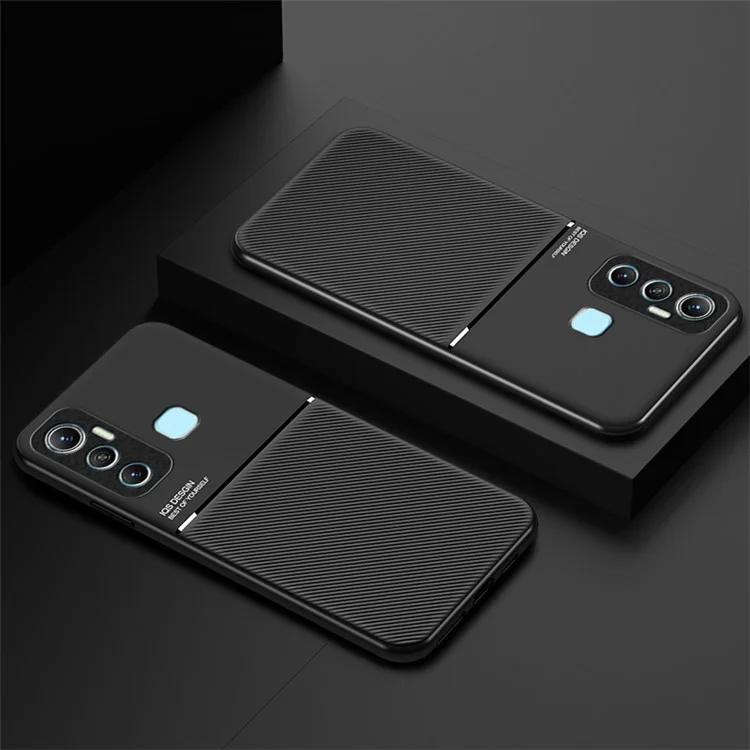 Para Infinix Hot 11 PU Leather+TPU Protector Back Case Con Capas Híbridas Impresas - Azul