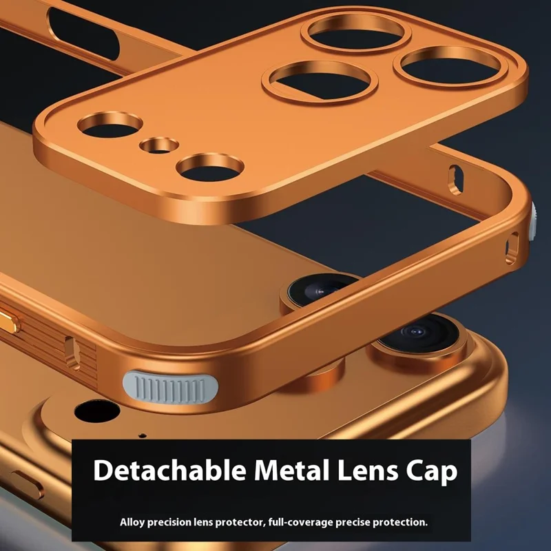 For iPhone 17 Pro Bumper Case Heat Dissipation Aluminium Alloy Phone Shell with Buckle / Camera Lid - Orange
