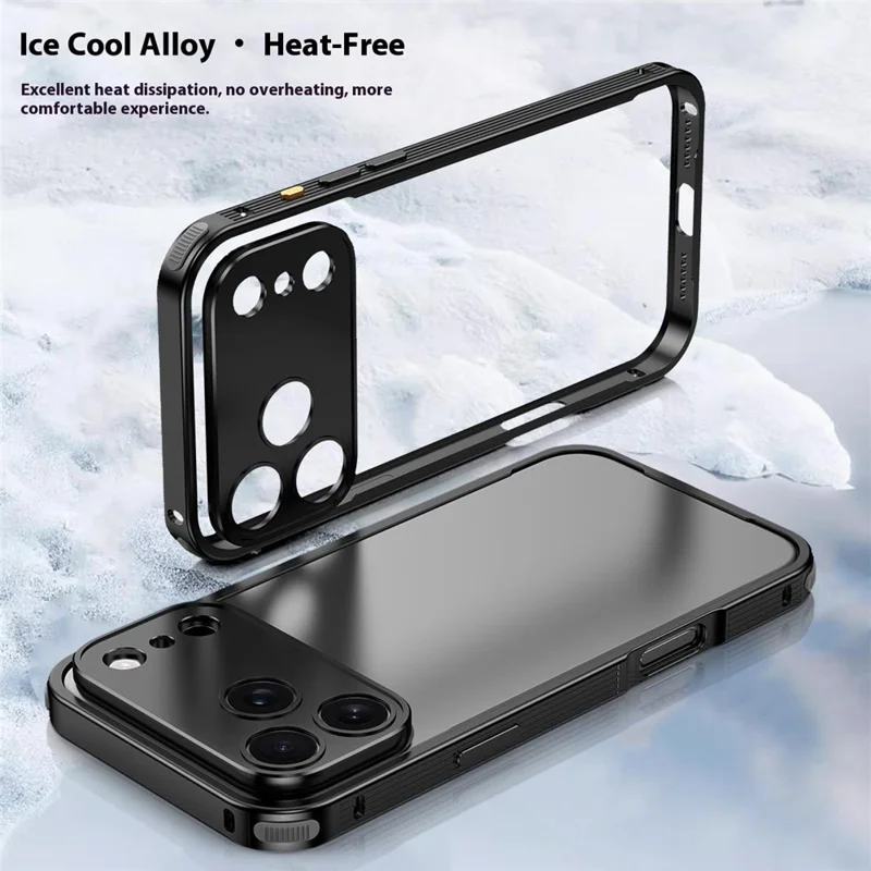 For iPhone 17 Pro Bumper Case Heat Dissipation Aluminium Alloy Phone Shell with Buckle / Camera Lid - Titanium