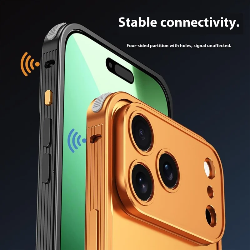 For iPhone 17 Pro Bumper Case Heat Dissipation Aluminium Alloy Phone Shell with Buckle / Camera Lid - Titanium
