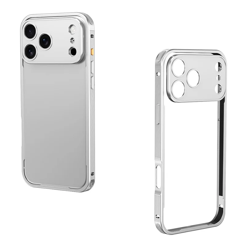 For iPhone 17 Pro Max Bumper Case Heat Dissipation Aluminium Alloy Phone Shell with Buckle / Camera Lid - Silver