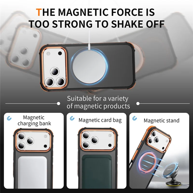 For iPhone 17 Pro Max Case Compatible with MagSafe Skin Touch Airbag Anti Drop TPU + PC Phone Cover - Orange