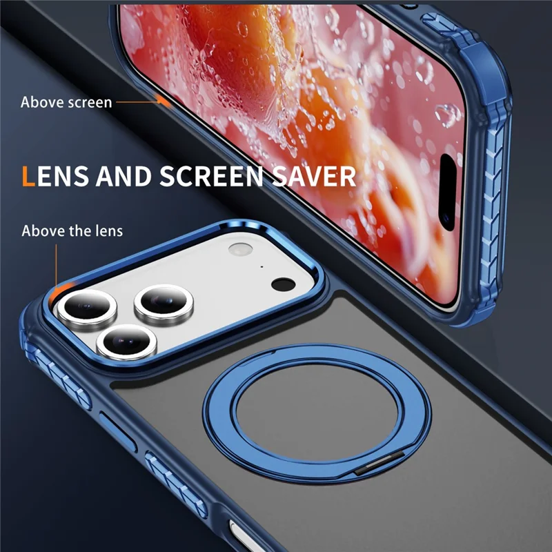 For iPhone 17 Pro Max Case Compatible with MagSafe Skin Touch Airbag Anti Drop TPU + PC Phone Cover - Blue