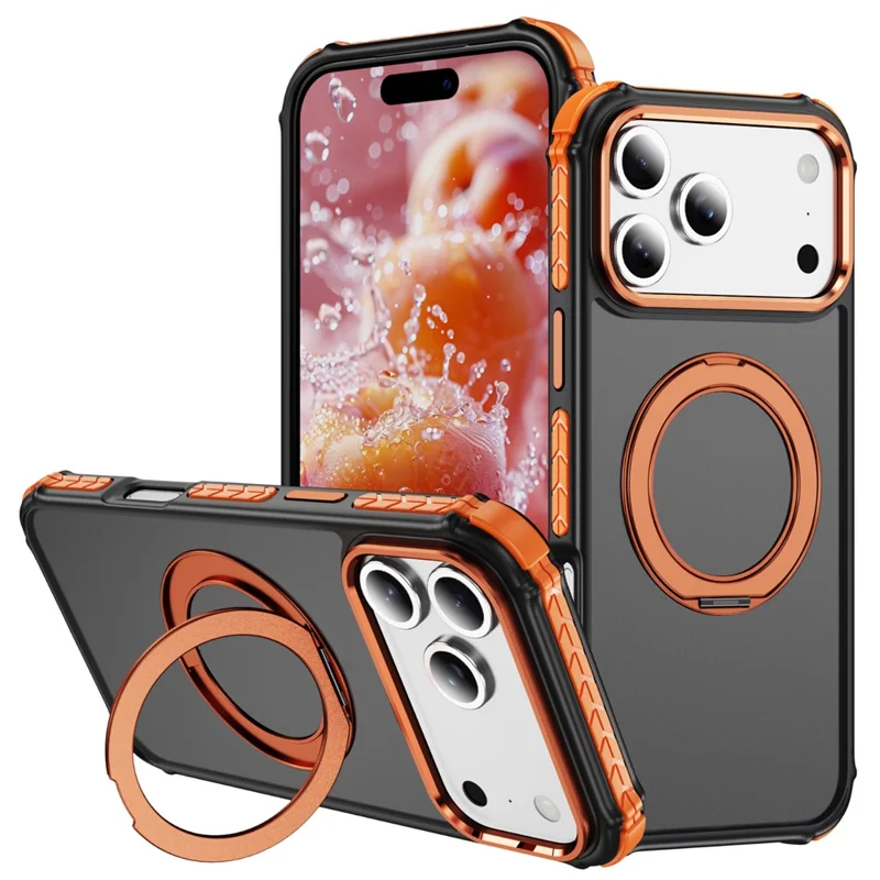 Capa para iPhone 17 Pro Compatível com MagSafe Skin Touch Airbag Anti Queda TPU + Capa de Telefone PC - Laranja