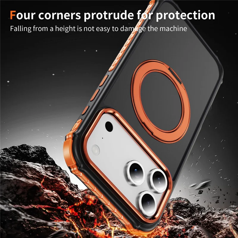 Capa para iPhone 17 Pro Compatível com MagSafe Skin Touch Airbag Anti Queda TPU + Capa de Telefone PC - Laranja