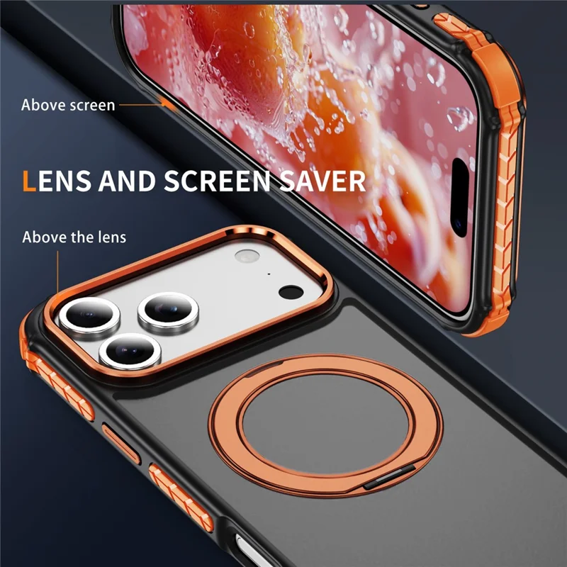 Capa para iPhone 17 Pro Compatível com MagSafe Skin Touch Airbag Anti Queda TPU + Capa de Telefone PC - Laranja
