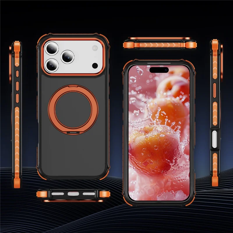 Capa para iPhone 17 Pro Compatível com MagSafe Skin Touch Airbag Anti Queda TPU + Capa de Telefone PC - Laranja